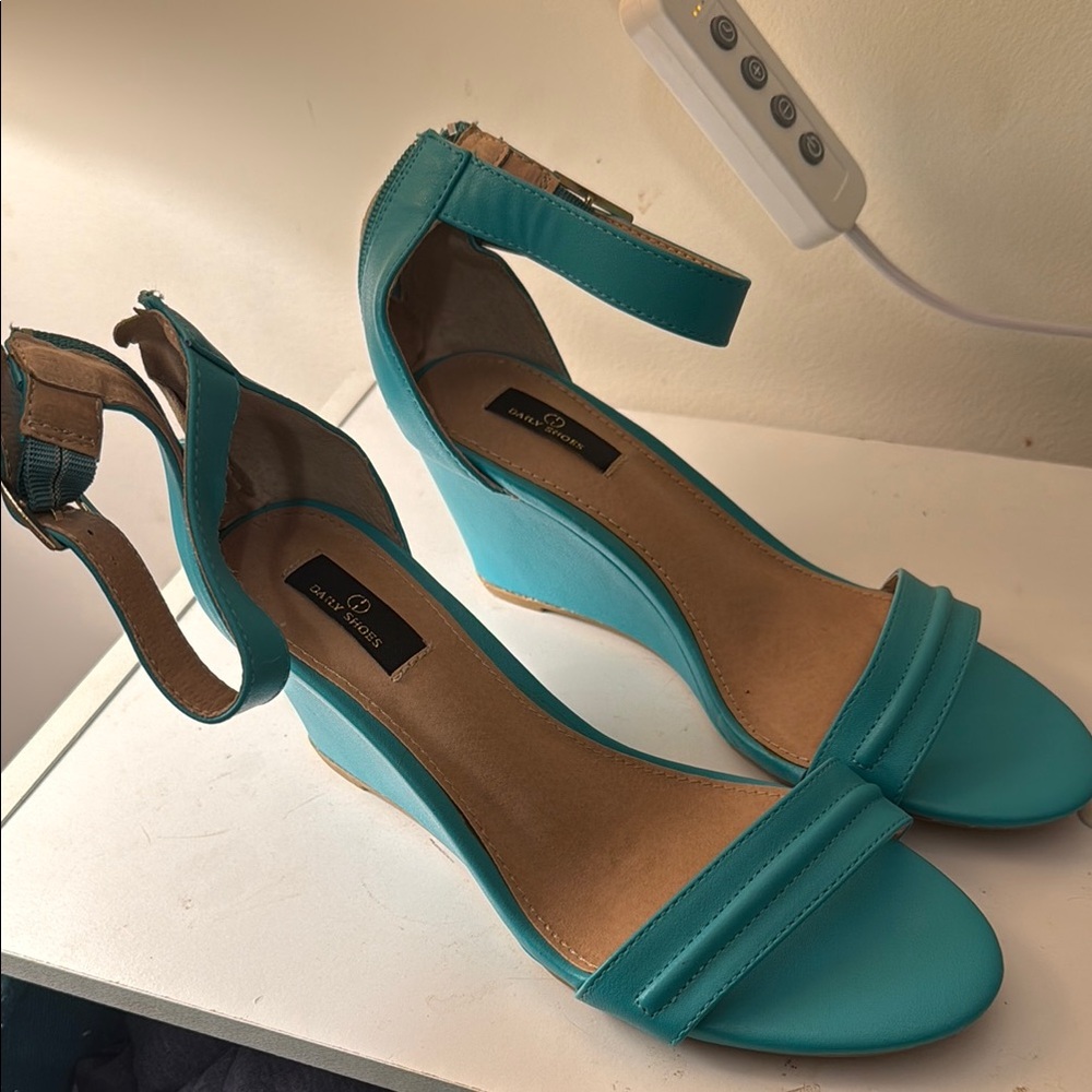 Mix No. 6 Blue Wedge Sandals with Ankle Strap